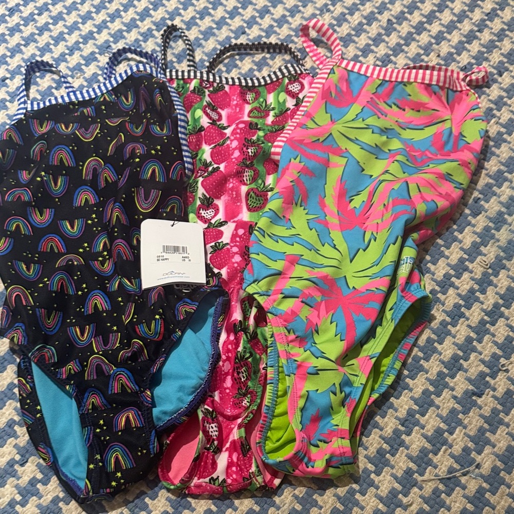Dolfin Women's One Piece Competitive Swimsuits - Rainbow, Strawberry, Tropical